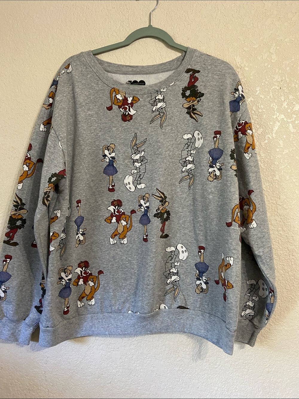 Warner Brothers Gray Cartoon-Print Men’s Crewneck Shirt